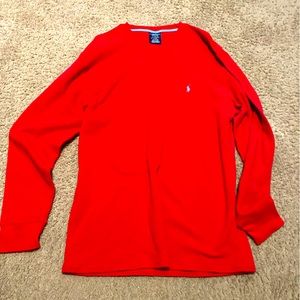 Ralph Lauren POLO XL thermal red w/ baby blue horseman 🔥